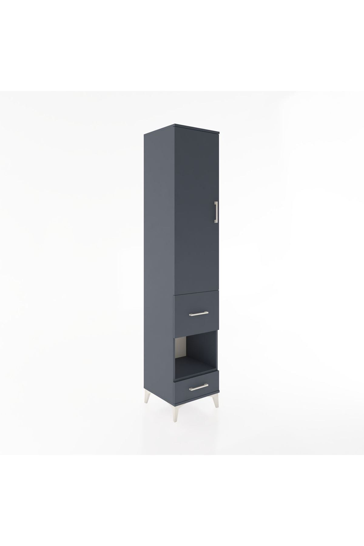 Hyperion Dolap 3 Raflı 2 Çekmeceli Tek Askılı 44x44x221 Antrasit-Antrasit