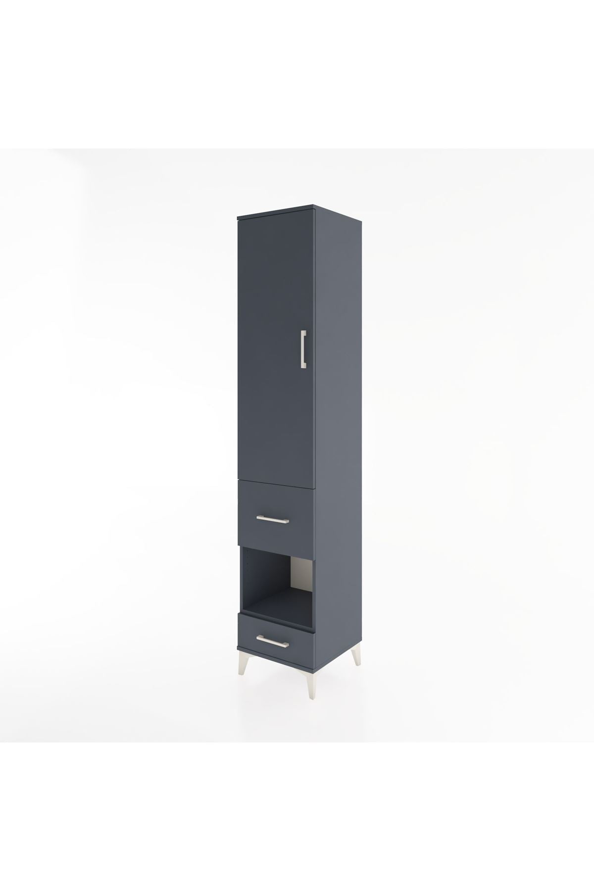 Hyperion Dolap 3 Raflı 2 Çekmeceli Tek Askılı 44x44x221 Antrasit-Antrasit