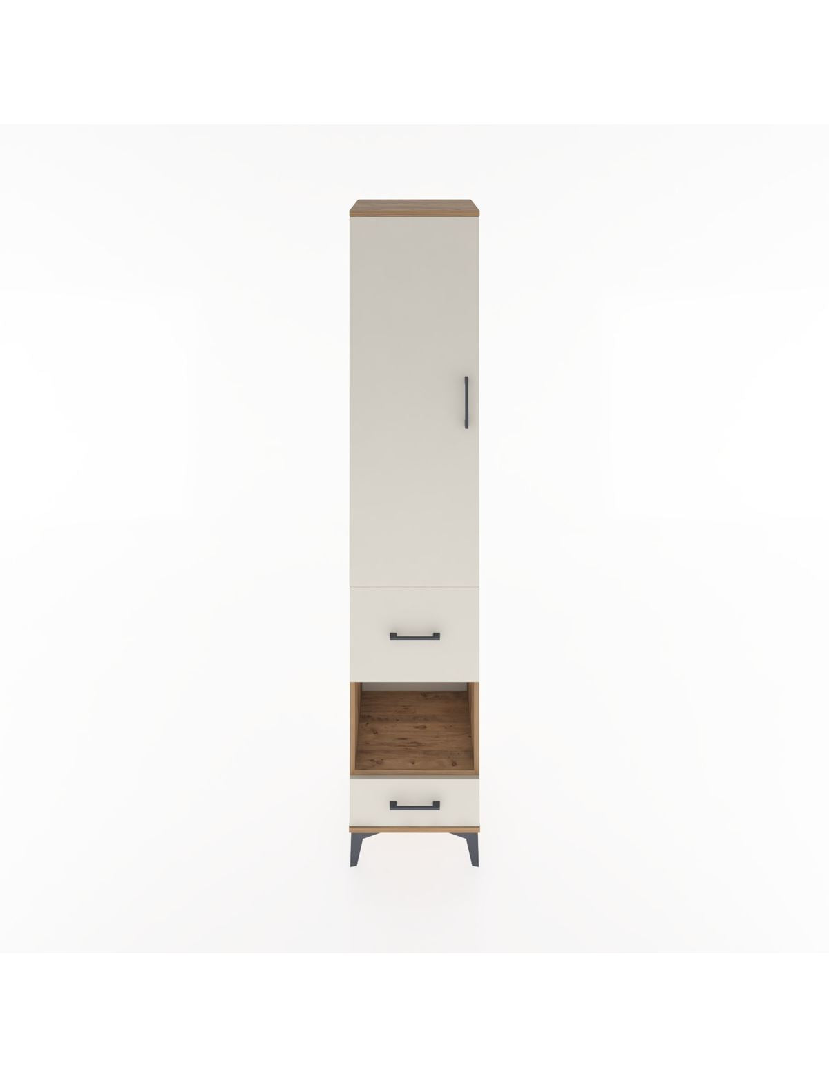 Hyperion Dolap 3 Raflı 2 Çekmeceli Tek Askılı 44x44x221 Çam-Aytaşı