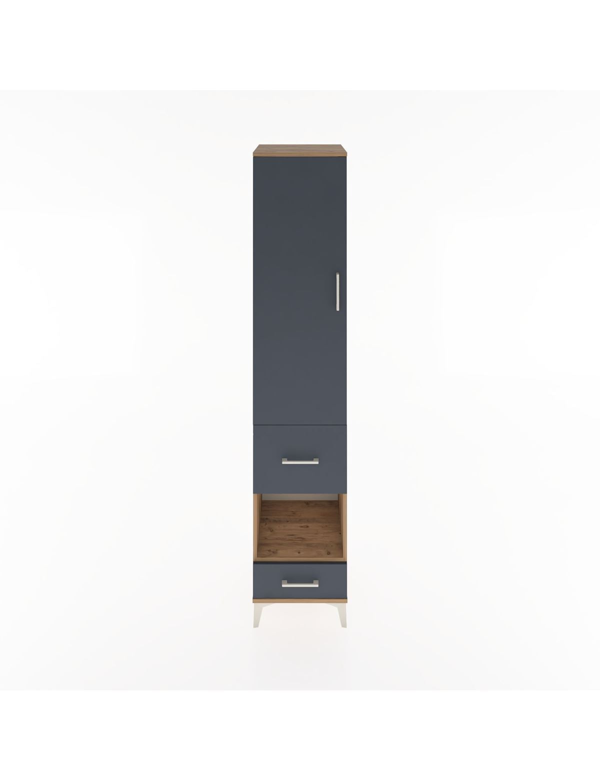 Hyperion Dolap 3 Raflı 2 Çekmeceli Tek Askılı 44x44x221 Çam-Antrasit