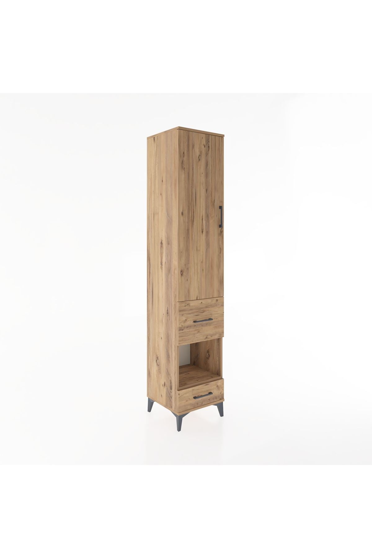 Hyperion Dolap 3 Raflı 2 Çekmeceli Tek Askılı 44x44x221 Çam-Çam