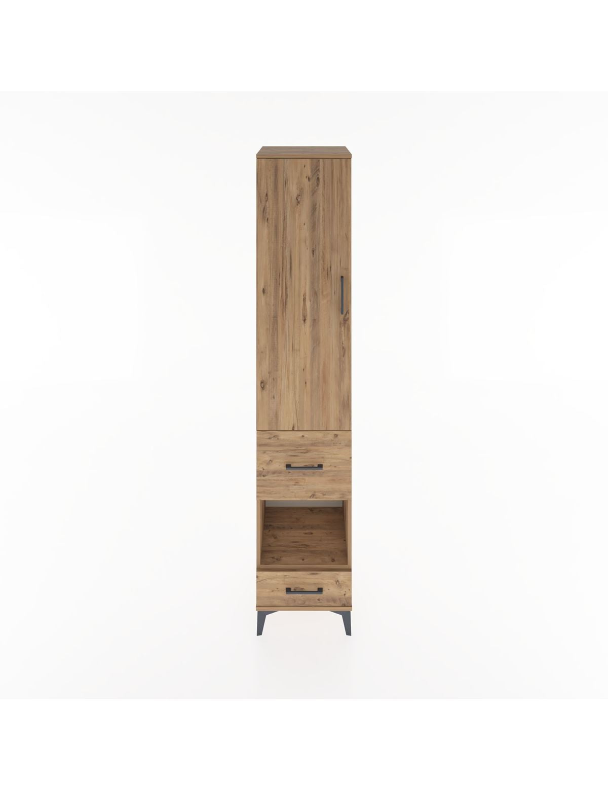 Hyperion Dolap 3 Raflı 2 Çekmeceli Tek Askılı 44x44x221 Çam-Çam