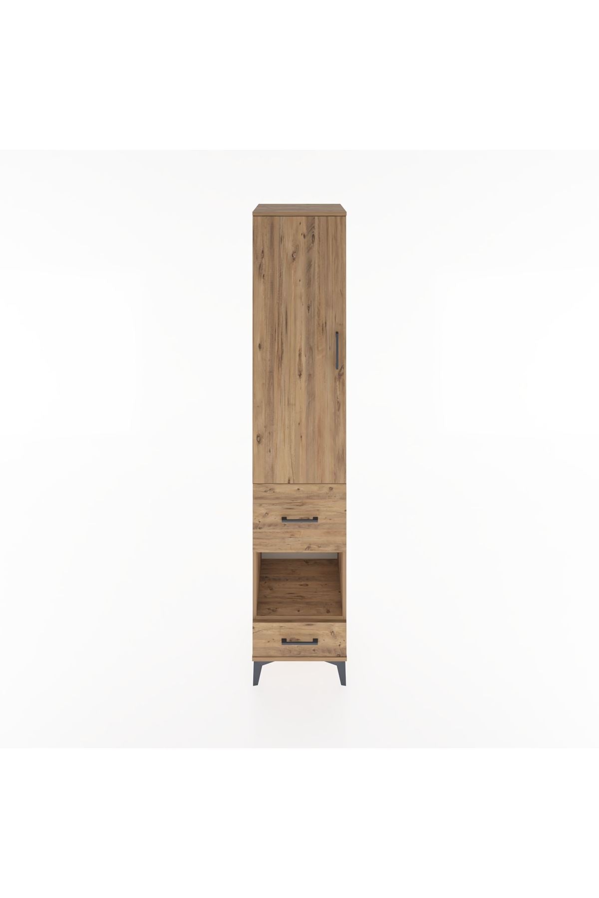 Hyperion Dolap 3 Raflı 2 Çekmeceli Tek Askılı 44x44x221 Çam-Çam