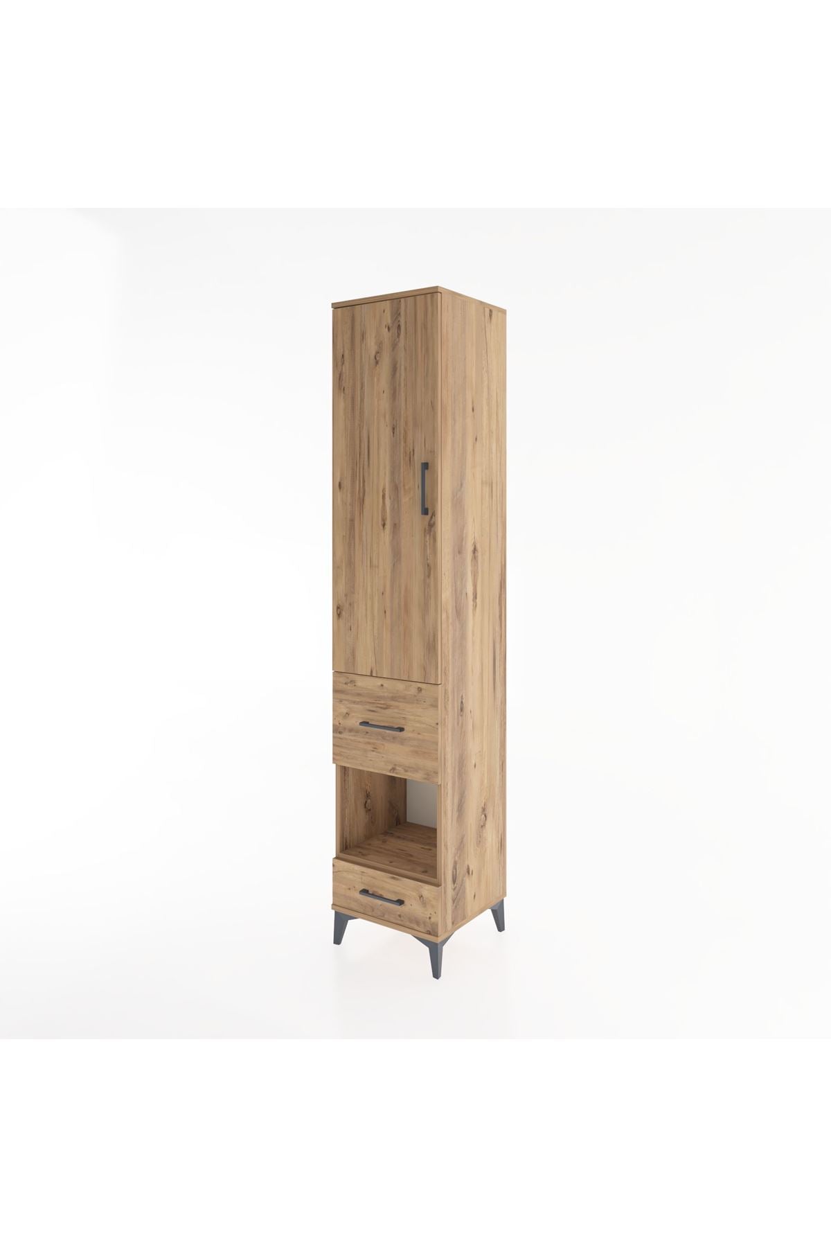 Hyperion Dolap 3 Raflı 2 Çekmeceli Tek Askılı 44x44x221 Çam-Çam