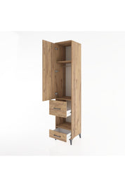 Hyperion Dolap 3 Raflı 2 Çekmeceli Tek Askılı 44x44x221 Çam-Çam