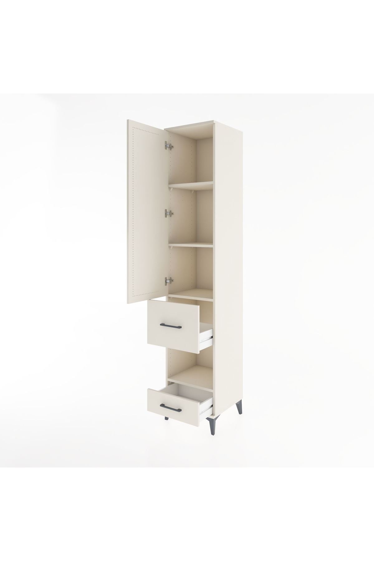 Hyperion Dolap 4 Raflı 2 Çekmeceli Tek Kapaklı 44x44x221 Aytaşı-Aytaşı