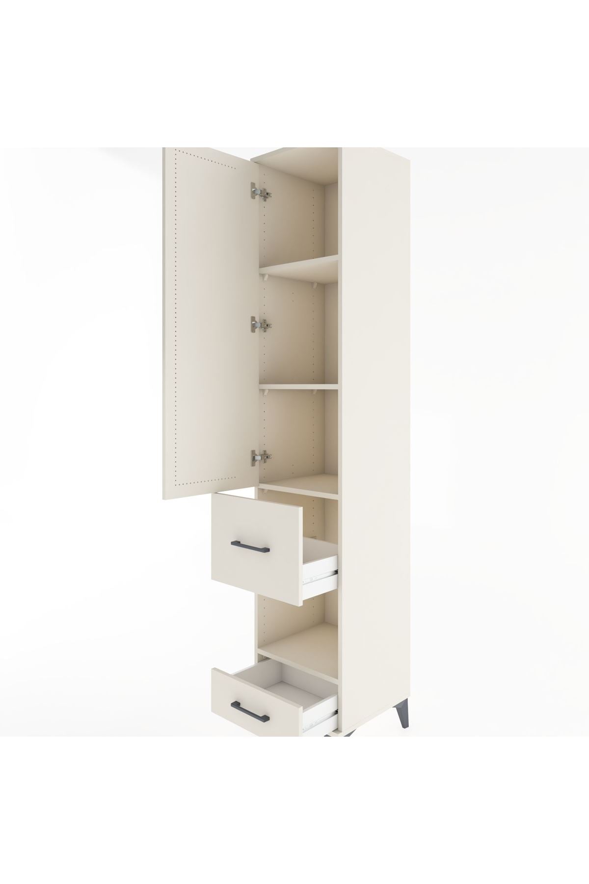 Hyperion Dolap 4 Raflı 2 Çekmeceli Tek Kapaklı 44x44x221 Aytaşı-Aytaşı