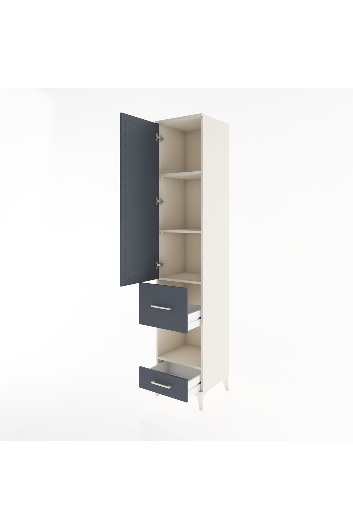 Hyperion Dolap 4 Raflı 2 Çekmeceli Tek Kapaklı 44x44x221 Aytaşı-Antrasit