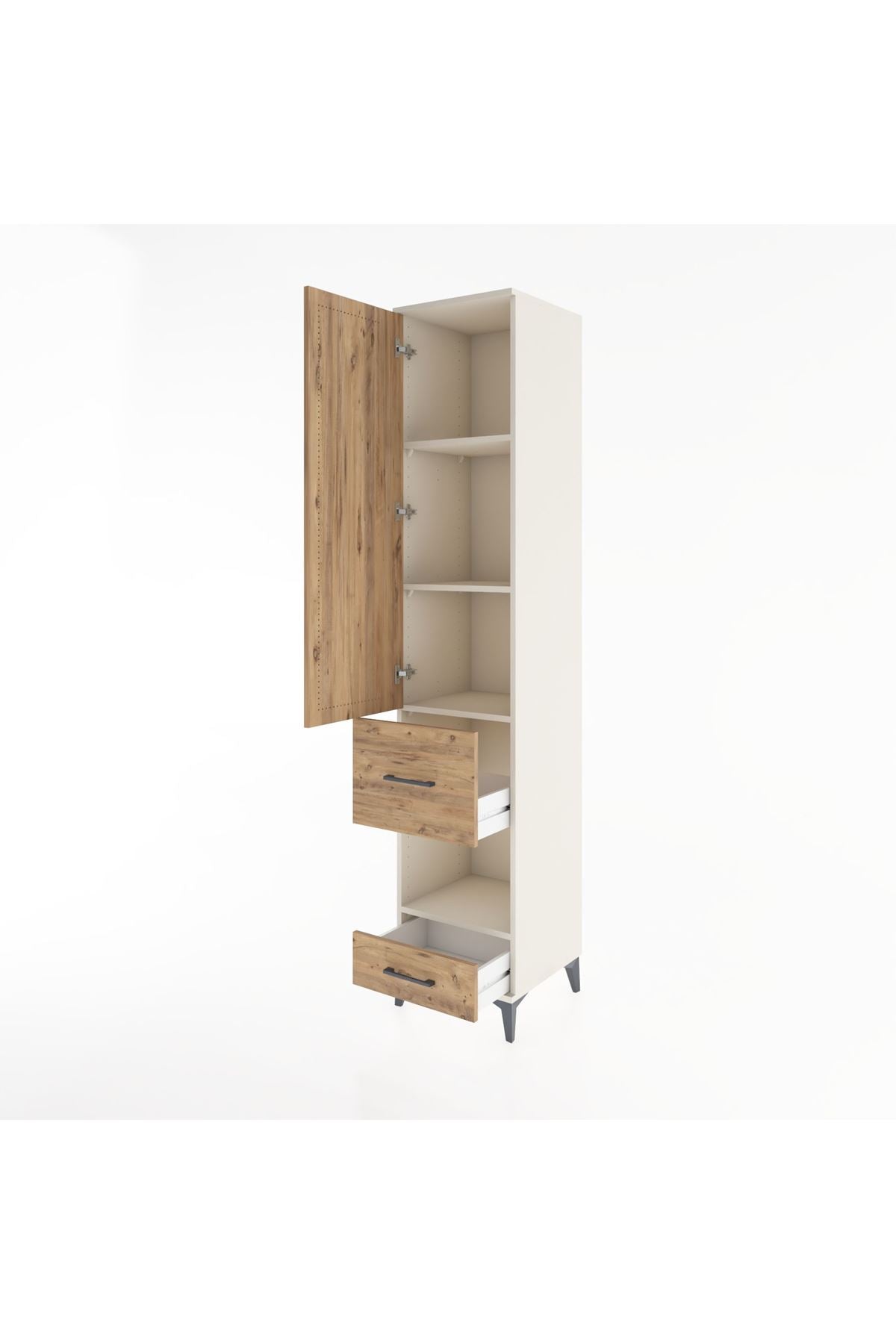 Hyperion Dolap 4 Raflı 2 Çekmeceli Tek Kapaklı 44x44x221 Aytaşı-Çam