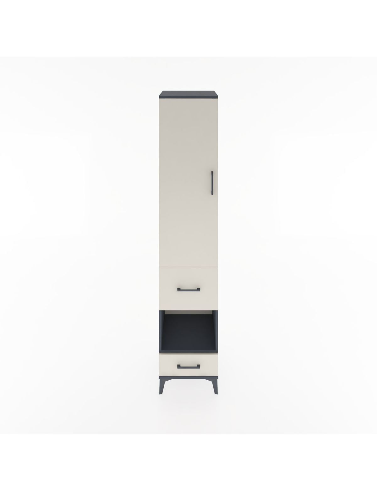 Hyperion Dolap 4 Raflı 2 Çekmeceli Tek Kapaklı 44x44x221 Antrasit-Aytaşı