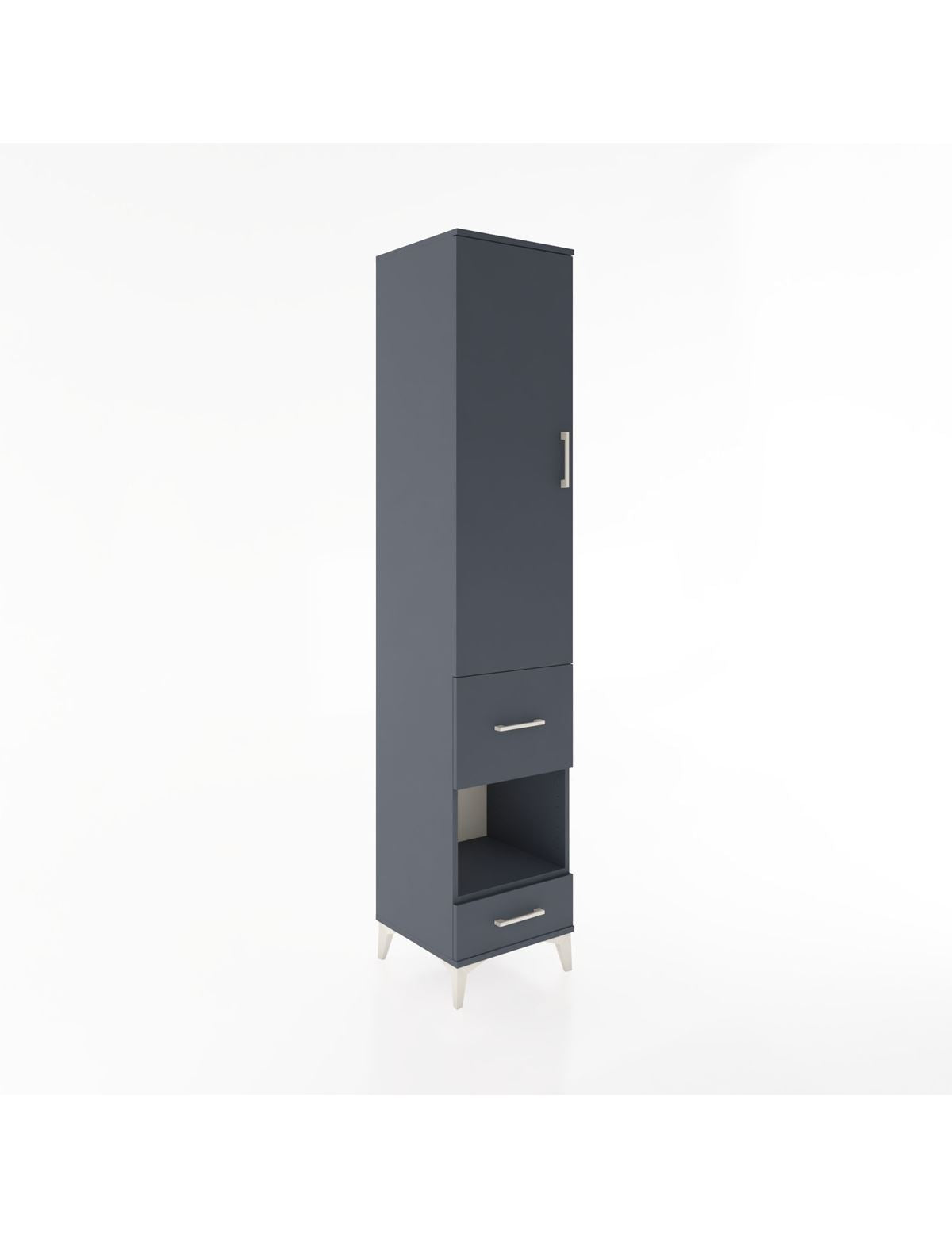 Hyperion Dolap 4 Raflı 2 Çekmeceli Tek Kapaklı 44x44x221 Antrasit-Antrasit