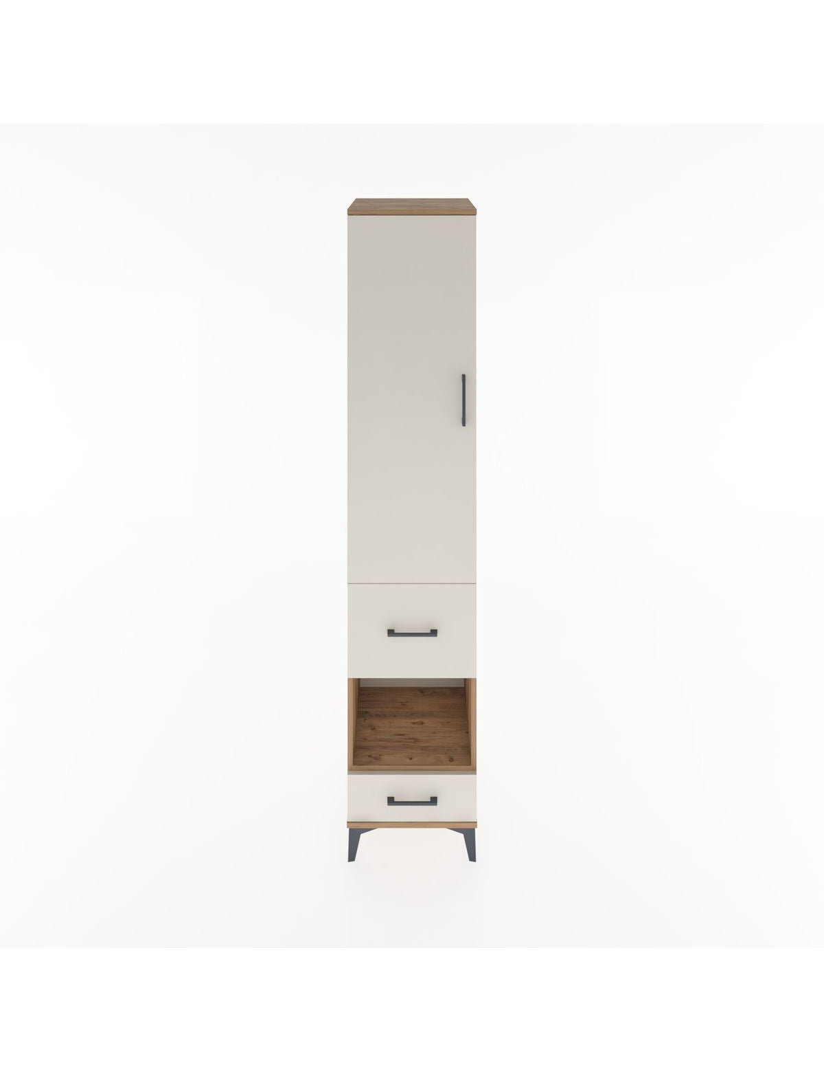 Hyperion Dolap 4 Raflı 2 Çekmeceli Tek Kapaklı 44x44x221 Çam-Aytaşı