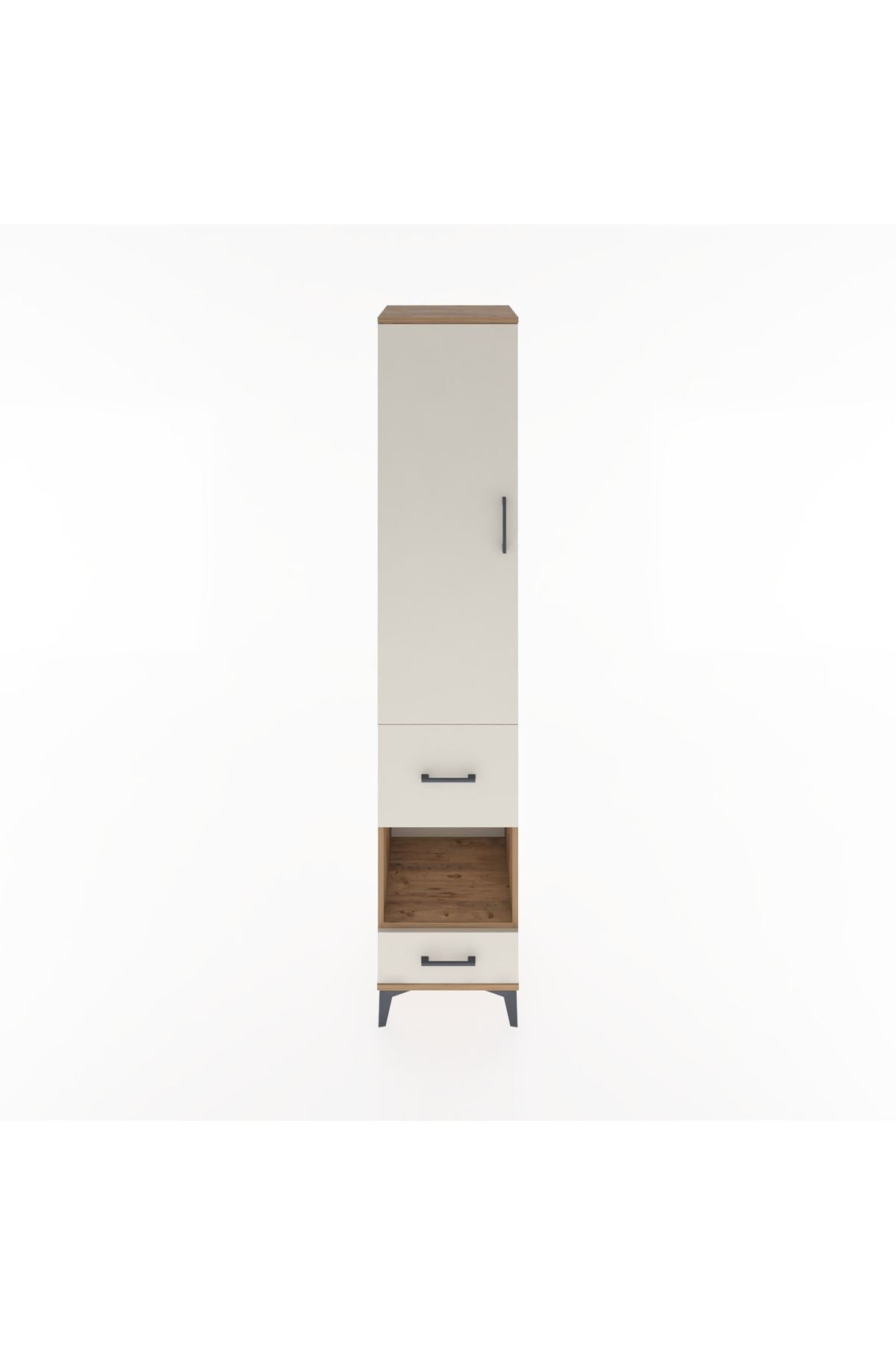 Hyperion Dolap 4 Raflı 2 Çekmeceli Tek Kapaklı 44x44x221 Çam-Aytaşı