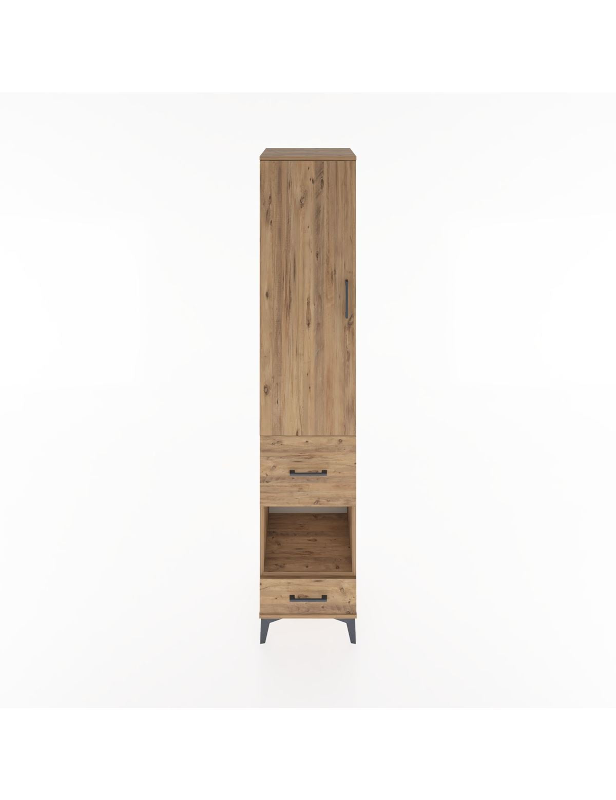 Hyperion Dolap 4 Raflı 2 Çekmeceli Tek Kapaklı 44x44x221 Çam-Çam