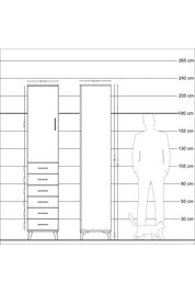 Hyperion Dolap 2 Raflı 6 Çekmeceli Tek Askılı 44x44x221 Aytaşı-Çam