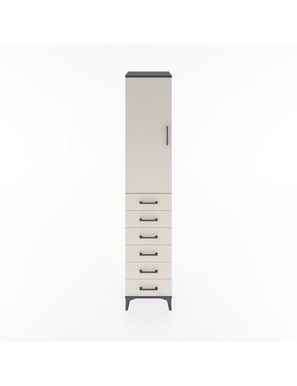 Hyperion Dolap 2 Raflı 6 Çekmeceli Tek Askılı 44x44x221 Antrasit-Aytaşı