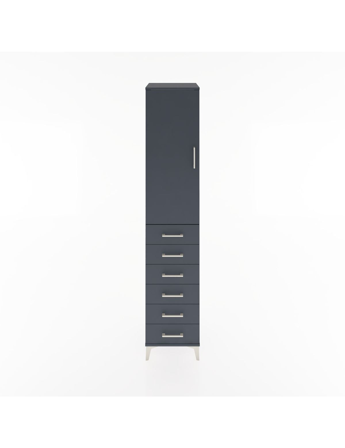 Hyperion Dolap 2 Raflı 6 Çekmeceli Tek Askılı 44x44x221 Antrasit-Antrasit