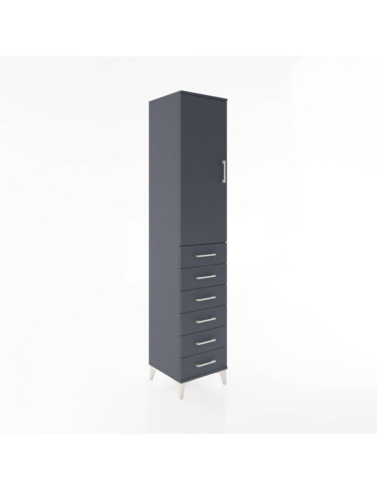 Hyperion Dolap 2 Raflı 6 Çekmeceli Tek Askılı 44x44x221 Antrasit-Antrasit