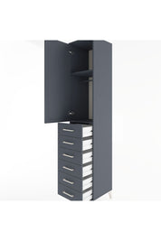 Hyperion Dolap 2 Raflı 6 Çekmeceli Tek Askılı 44x44x221 Antrasit-Antrasit