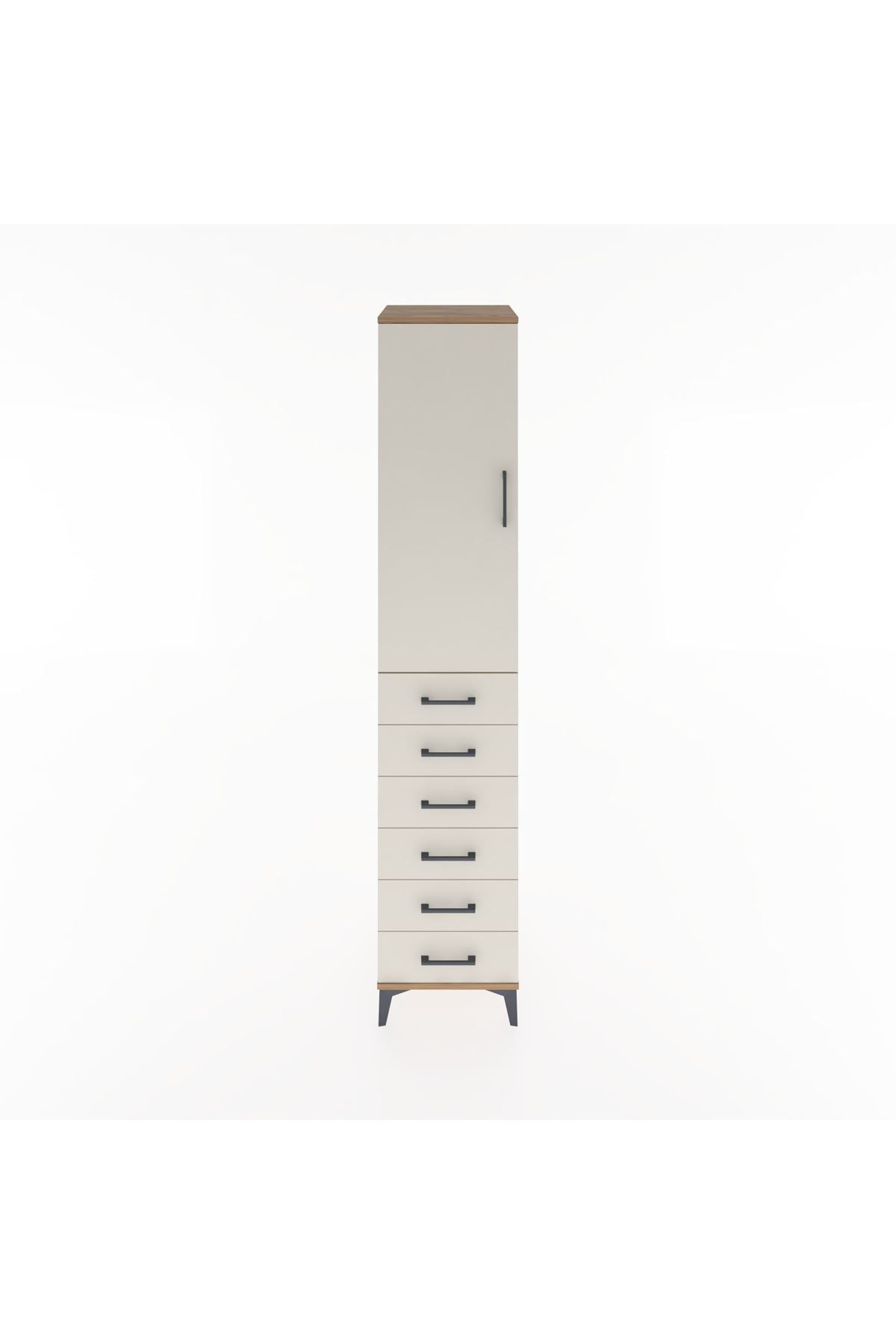 Hyperion Dolap 2 Raflı 6 Çekmeceli Tek Askılı 44x44x221 Çam-Aytaşı