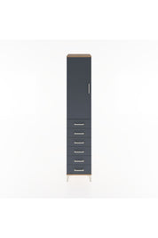 Hyperion Dolap 2 Raflı 6 Çekmeceli Tek Askılı 44x44x221 Çam-Antrasit