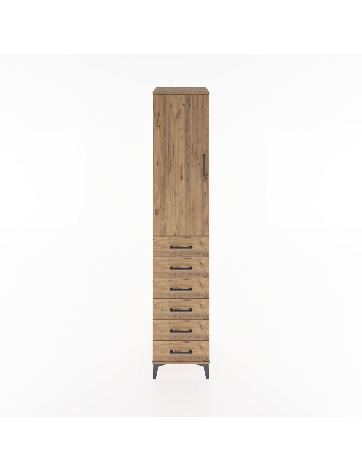 Hyperion Dolap 2 Raflı 6 Çekmeceli Tek Askılı 44x44x221 Çam-Çam