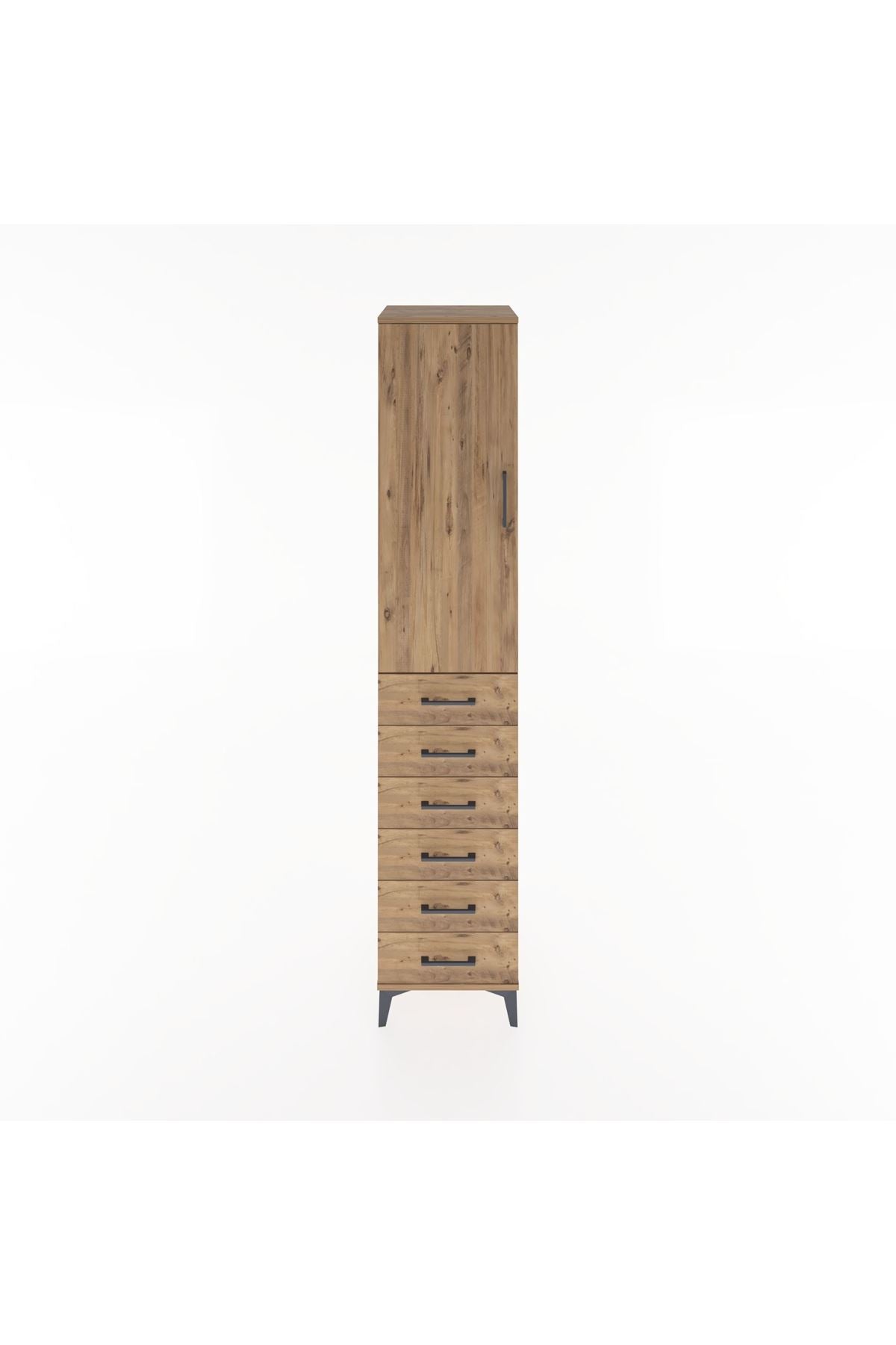 Hyperion Dolap 2 Raflı 6 Çekmeceli Tek Askılı 44x44x221 Çam-Çam