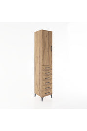 Hyperion Dolap 2 Raflı 6 Çekmeceli Tek Askılı 44x44x221 Çam-Çam