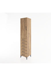 Hyperion Dolap 2 Raflı 6 Çekmeceli Tek Askılı 44x44x221 Çam-Çam