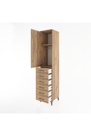 Hyperion Dolap 2 Raflı 6 Çekmeceli Tek Askılı 44x44x221 Çam-Çam