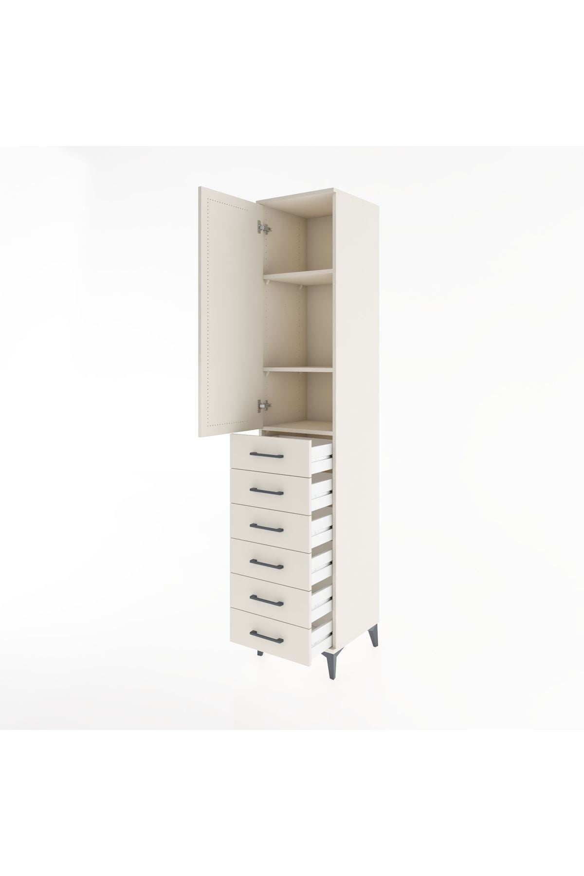 Hyperion Dolap 3 Raflı 6 Çekmeceli Tek Kapaklı 44x44x221 Aytaşı-Aytaşı