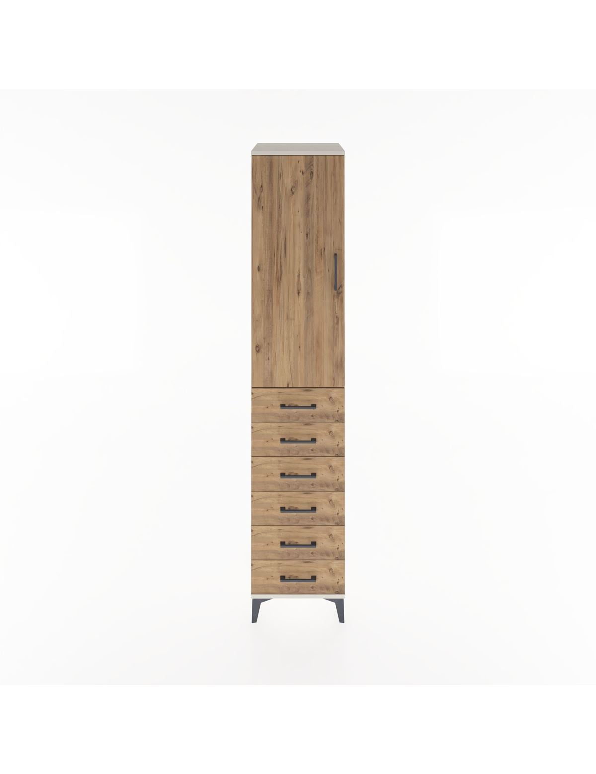 Hyperion Dolap 3 Raflı 6 Çekmeceli Tek Kapaklı 44x44x221 Aytaşı-Çam