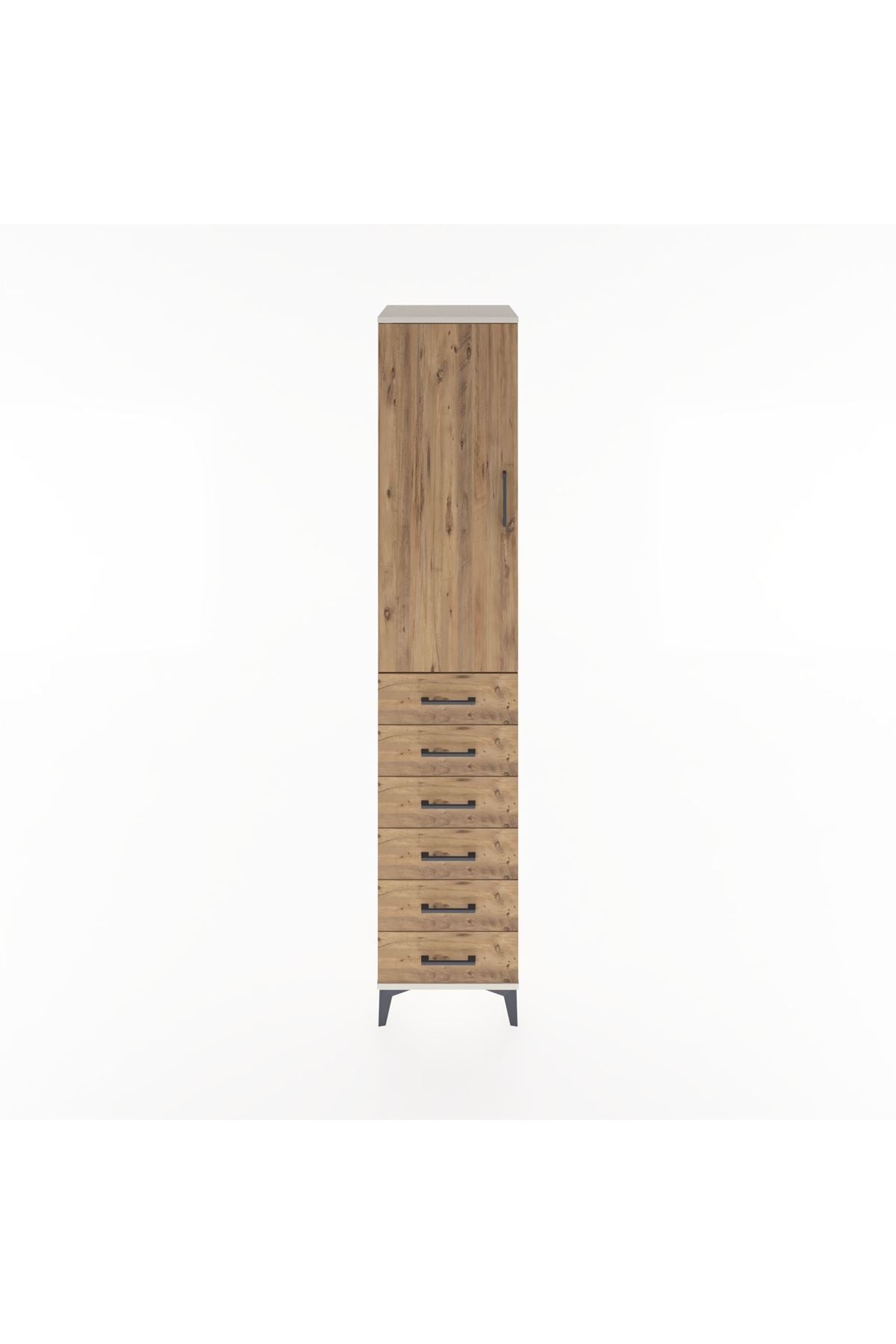 Hyperion Dolap 3 Raflı 6 Çekmeceli Tek Kapaklı 44x44x221 Aytaşı-Çam