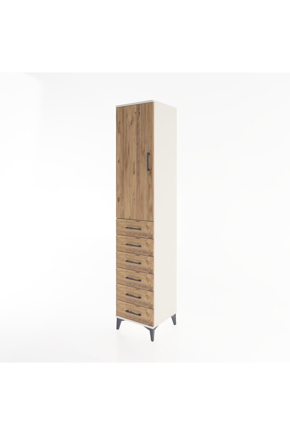 Hyperion Dolap 3 Raflı 6 Çekmeceli Tek Kapaklı 44x44x221 Aytaşı-Çam