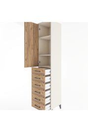 Hyperion Dolap 3 Raflı 6 Çekmeceli Tek Kapaklı 44x44x221 Aytaşı-Çam