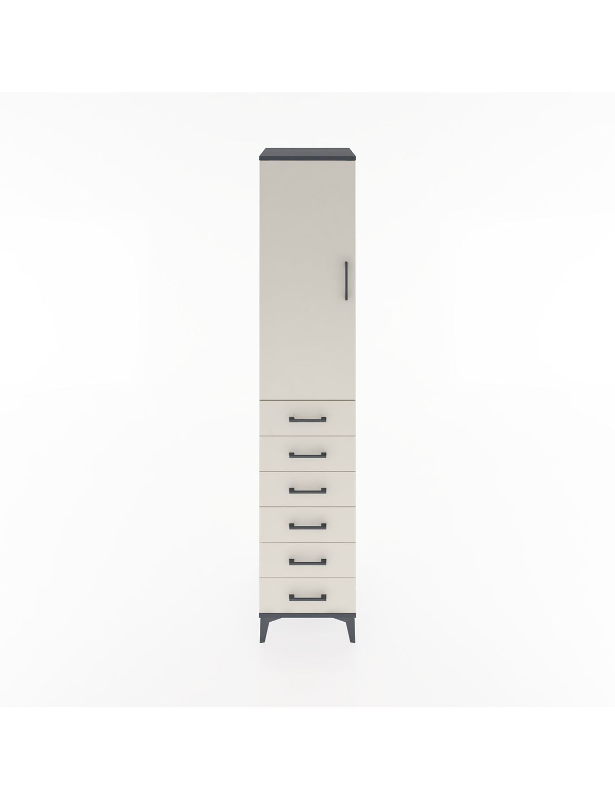 Hyperion Dolap 3 Raflı 6 Çekmeceli Tek Kapaklı 44x44x221 Antrasit-Aytaşı