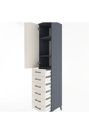 Hyperion Dolap 3 Raflı 6 Çekmeceli Tek Kapaklı 44x44x221 Antrasit-Aytaşı