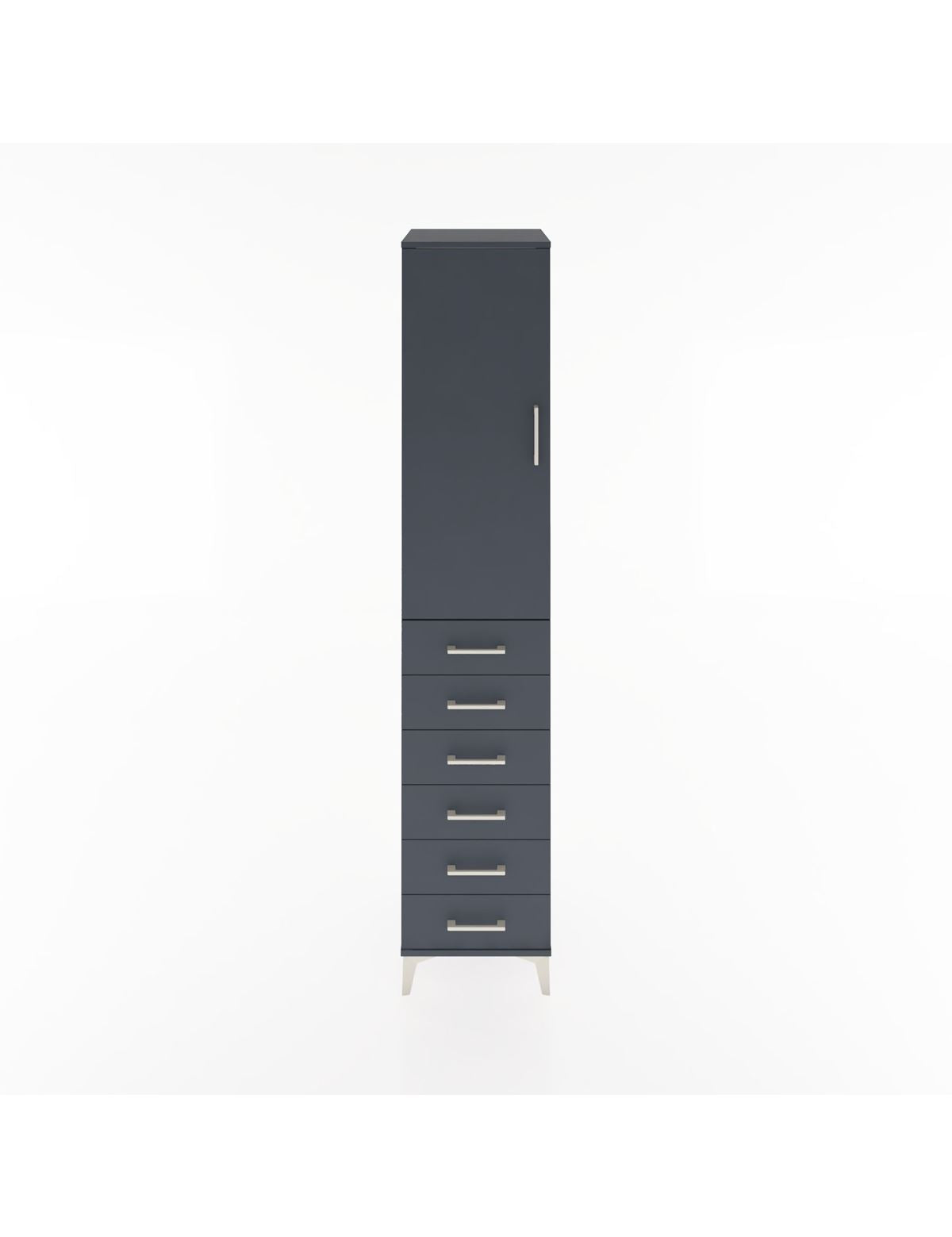 Hyperion Dolap 3 Raflı 6 Çekmeceli Tek Kapaklı 44x44x221 Antrasit-Antrasit