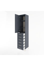 Hyperion Dolap 3 Raflı 6 Çekmeceli Tek Kapaklı 44x44x221 Antrasit-Antrasit