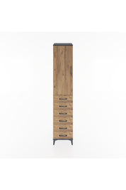 Hyperion Dolap 3 Raflı 6 Çekmeceli Tek Kapaklı 44x44x221 Antrasit-Çam