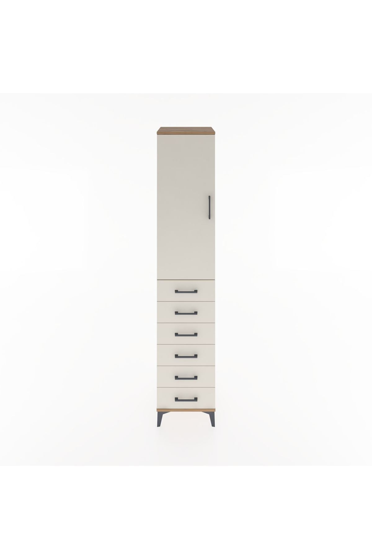 Hyperion Dolap 3 Raflı 6 Çekmeceli Tek Kapaklı 44x44x221 Çam-Aytaşı