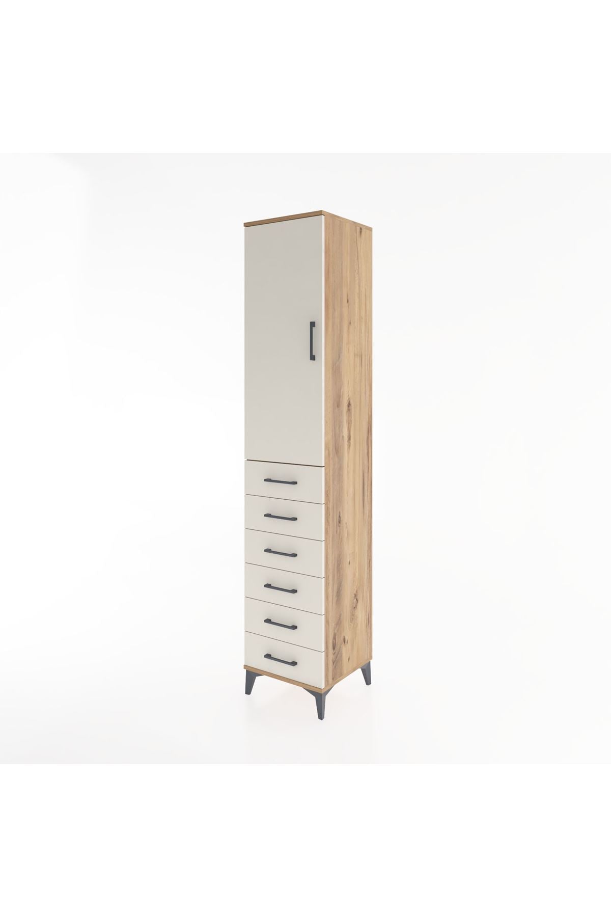 Hyperion Dolap 3 Raflı 6 Çekmeceli Tek Kapaklı 44x44x221 Çam-Aytaşı