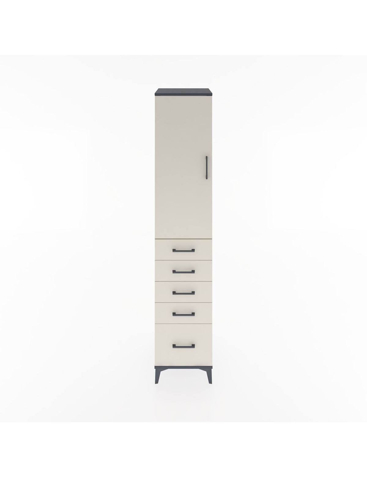 Hyperion Dolap 2 Raflı 5 Çekmeceli Tek Askılı 44x44x221 Antrasit-Aytaşı