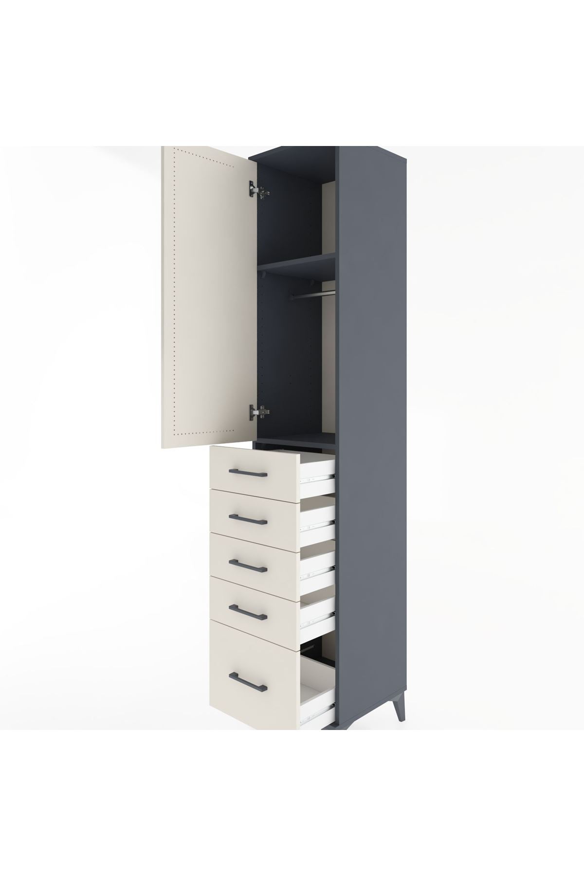 Hyperion Dolap 2 Raflı 5 Çekmeceli Tek Askılı 44x44x221 - S61M110V4B