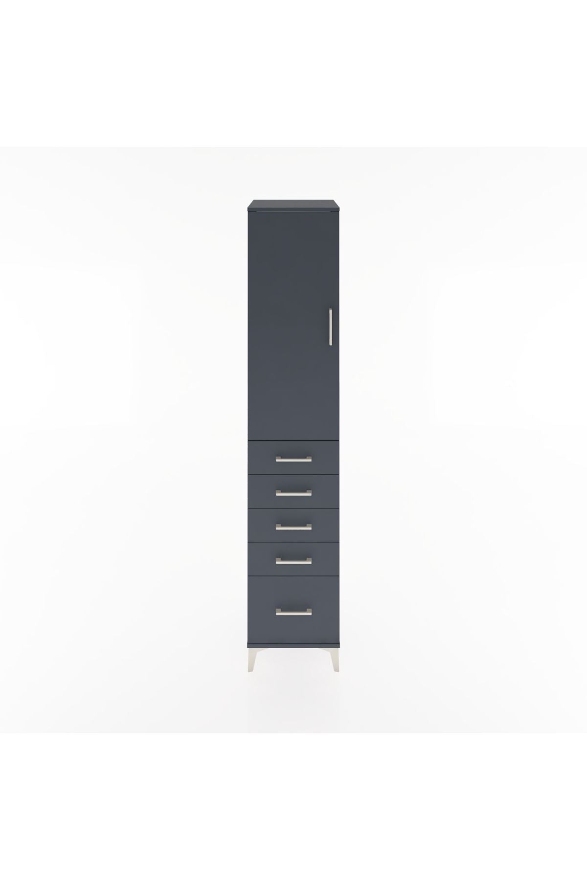 Hyperion Dolap 2 Raflı 5 Çekmeceli Tek Askılı 44x44x221 Antrasit-Antrasit