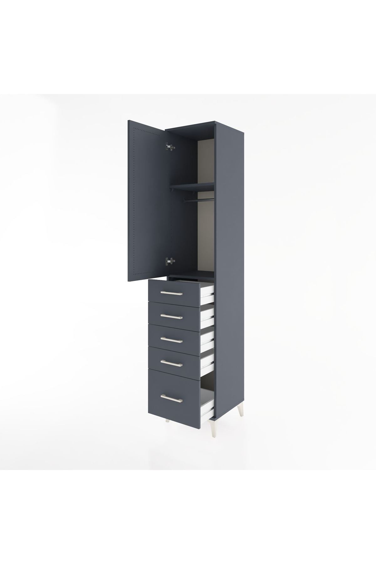 Hyperion Dolap 2 Raflı 5 Çekmeceli Tek Askılı 44x44x221 - S61M110V5B