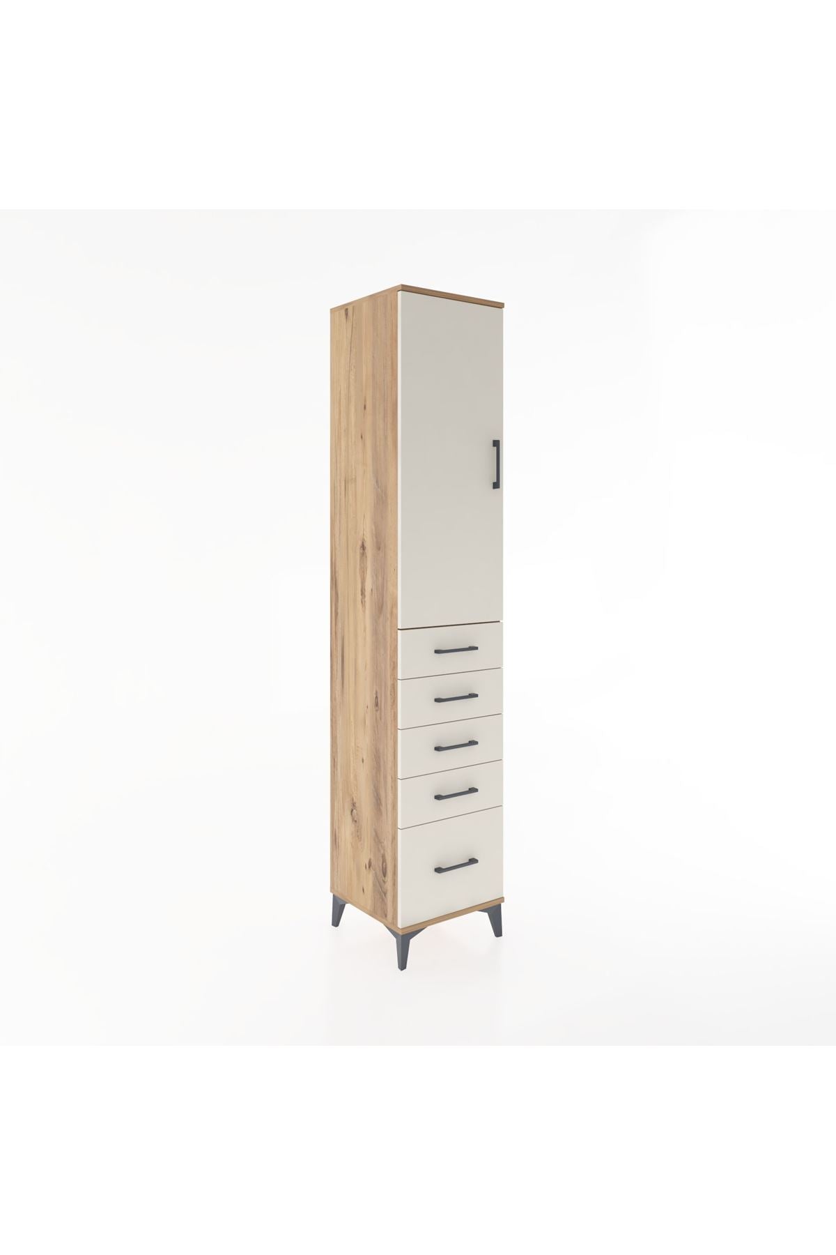 Hyperion Dolap 2 Raflı 5 Çekmeceli Tek Askılı 44x44x221 Çam-Aytaşı