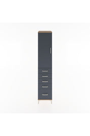 Hyperion Dolap 2 Raflı 5 Çekmeceli Tek Askılı 44x44x221 Çam-Antrasit