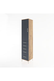 Hyperion Dolap 2 Raflı 5 Çekmeceli Tek Askılı 44x44x221 Çam-Antrasit