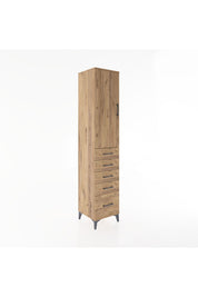 Hyperion Dolap 2 Raflı 5 Çekmeceli Tek Askılı 44x44x221 Çam-Çam
